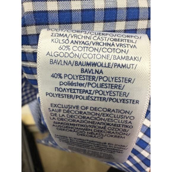 Chaps Ralph Lauren Mens Shirt Size L Blue Check Short Sleeve Button Down Pocket - Picture 4 of 5